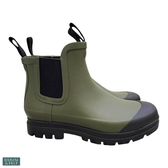 Everlane The Rain Boot Forest Green Black Chunky Chelsea Waterproof Sz 10 NEW - Picture 11 of 16